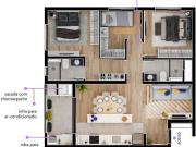 Tingui Novo 3 quartos c/1suite churrasqueira 76,40 m²