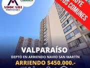 VALPARAISO NAVIO SAN MARTIN DEPTO EN ARRIENDO 2D 1B