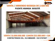 VENTA / ARRIENDO BODEGA DE 2.420 M2 PUENTE ARANDA BOGOT