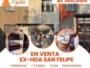 VENTA CASA 2 RECAMARAS EN AVENIDA EX HDA SAN FELIPE I