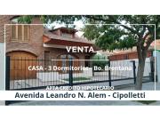 VENTA CASA 3 DORMITORIOS Av. ALEM CIPOLLETTI