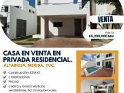 VENTA DE CASA EN PRIVADA EN RESIDENCIAL ALTABRISA MERIDA YUC