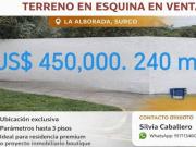 Venta de terreno en esquina en la alborada de Surco