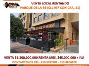 VENTA LOCAL RENTANDO SECTOR PARQUE DE LA 93 CLL 93ª CON...