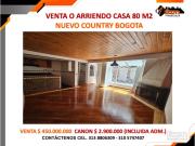 VENTA O ARRIENDO CASA 80 M2 80 M2 NUEVO COUNTRY