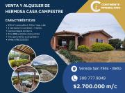 VENTA Y ALQUILER DE CASA CAMPESTRE EN LA VEREDA SAN...